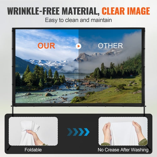 Projector Screen with Stand, 100 inch 16:9 4K 1080 HD Outdoor Movie