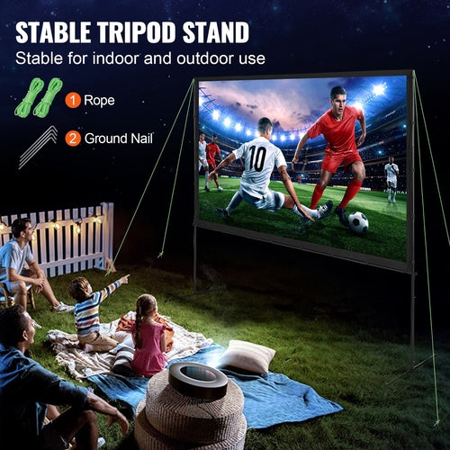 Projector Screen with Stand, 100 inch 16:9 4K 1080 HD Outdoor Movie